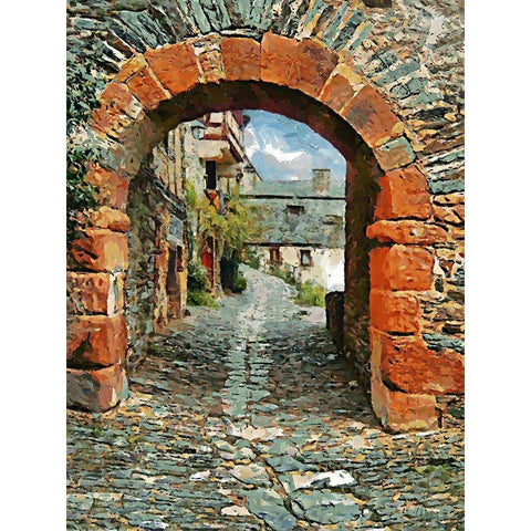 Stone Gate Black Modern Wood Framed Art Print with Double Matting by Medeiros, Celito