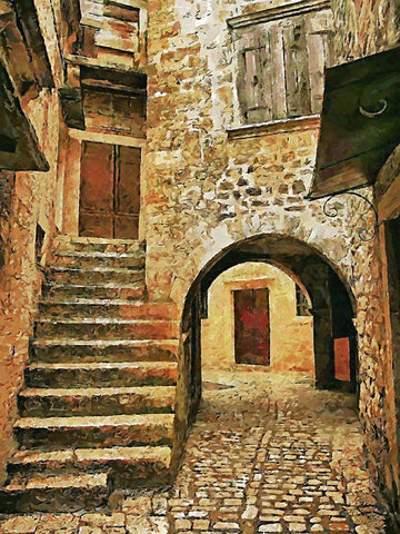 Street in Tuscany old Town II Black Ornate Wood Framed Art Print with Double Matting by Medeiros, Celito