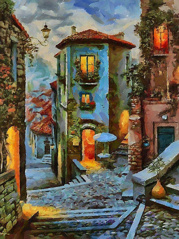 Street in Tuscany old Town III Black Ornate Wood Framed Art Print with Double Matting by Medeiros, Celito