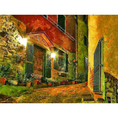 Street in Tuscany old Town IV Gold Ornate Wood Framed Art Print with Double Matting by Medeiros, Celito