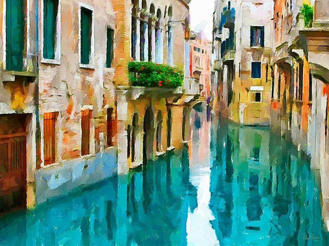 Venice Canal White Modern Wood Framed Art Print with Double Matting by Medeiros, Celito