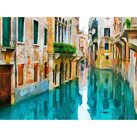 Venice Canal White Modern Wood Framed Art Print by Medeiros, Celito