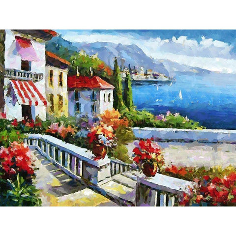 Coast in Italy III Black Modern Wood Framed Art Print with Double Matting by Medeiros, Celito