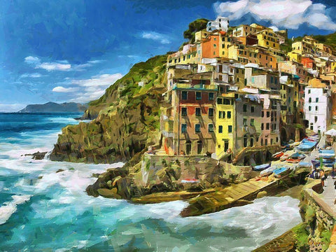 Coast in Italy IV White Modern Wood Framed Art Print with Double Matting by Medeiros, Celito