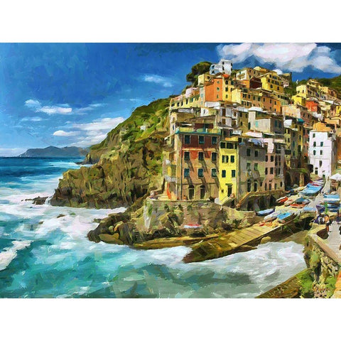 Coast in Italy IV Gold Ornate Wood Framed Art Print with Double Matting by Medeiros, Celito