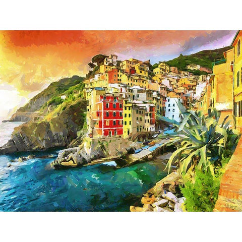 Coast in Italy VII Black Modern Wood Framed Art Print with Double Matting by Medeiros, Celito