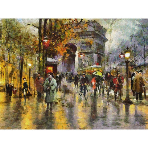 Paris in the Past White Modern Wood Framed Art Print by Medeiros, Celito