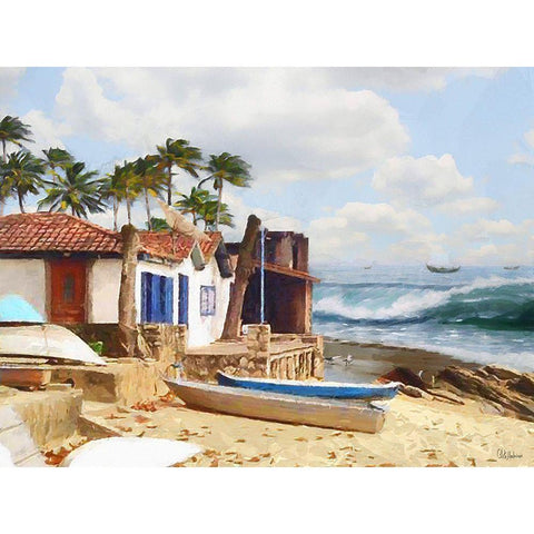 Boats in Caribic II Gold Ornate Wood Framed Art Print with Double Matting by Medeiros, Celito