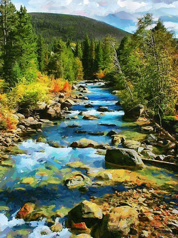 River in Bohemian Mountains White Modern Wood Framed Art Print with Double Matting by Medeiros, Celito