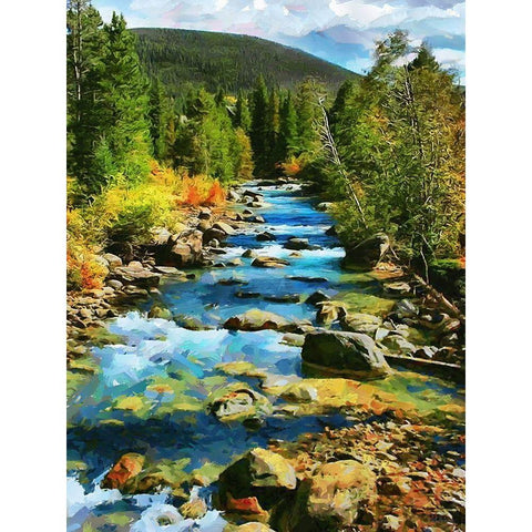 River in Bohemian Mountains Gold Ornate Wood Framed Art Print with Double Matting by Medeiros, Celito