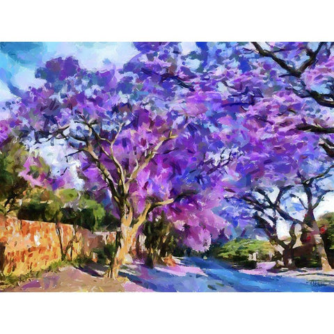 Purple Trees Black Modern Wood Framed Art Print with Double Matting by Medeiros, Celito