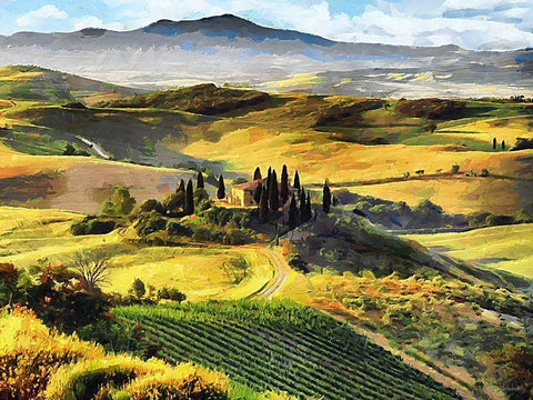 Tuscany White Modern Wood Framed Art Print with Double Matting by Medeiros, Celito