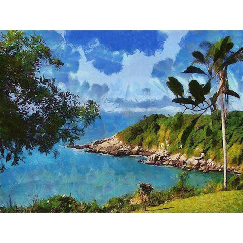 Romantic Bay White Modern Wood Framed Art Print by Medeiros, Celito