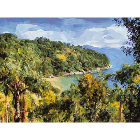 Romantic Bay II Black Modern Wood Framed Art Print by Medeiros, Celito