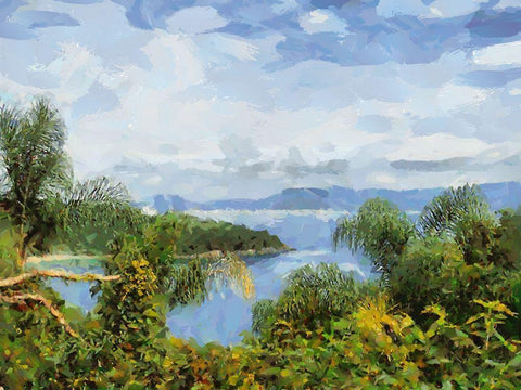 Romantic Bay III Black Ornate Wood Framed Art Print with Double Matting by Medeiros, Celito