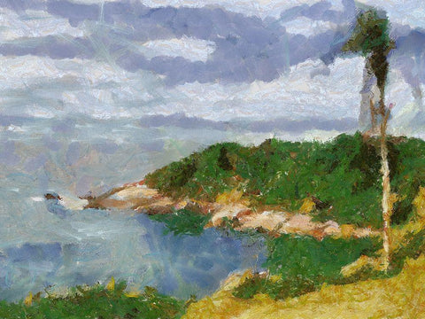 Impression Bay White Modern Wood Framed Art Print with Double Matting by Medeiros, Celito