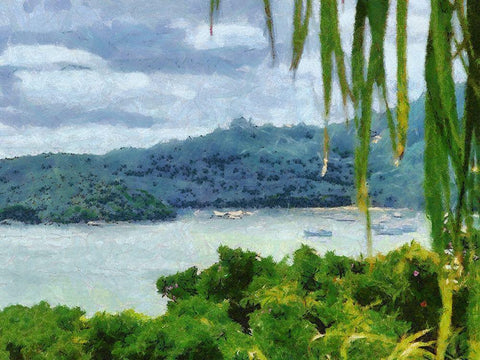 Impression Bay II White Modern Wood Framed Art Print with Double Matting by Medeiros, Celito