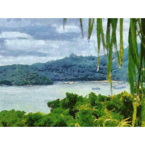 Impression Bay II Gold Ornate Wood Framed Art Print with Double Matting by Medeiros, Celito