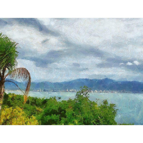 Impression Bay III White Modern Wood Framed Art Print by Medeiros, Celito