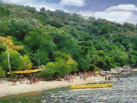 Impression Bay IV White Modern Wood Framed Art Print with Double Matting by Medeiros, Celito