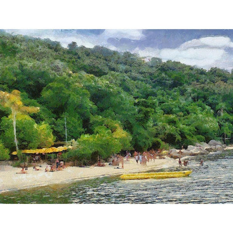 Impression Bay IV Black Modern Wood Framed Art Print with Double Matting by Medeiros, Celito