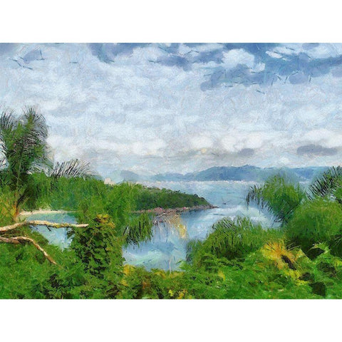 Impression Bay V Black Modern Wood Framed Art Print by Medeiros, Celito