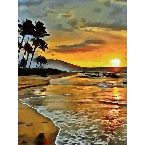 Sunset over the Sea vertical Black Modern Wood Framed Art Print by Medeiros, Celito