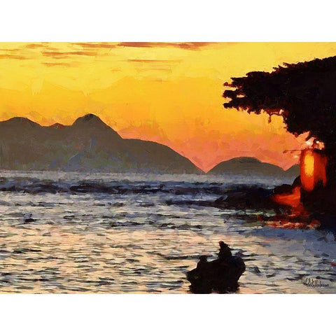 Fisherman are Returning Home White Modern Wood Framed Art Print by Medeiros, Celito