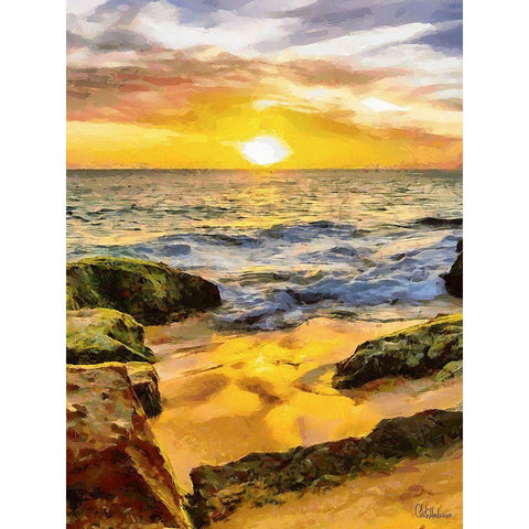 Beautiful Sunrise Black Modern Wood Framed Art Print with Double Matting by Medeiros, Celito