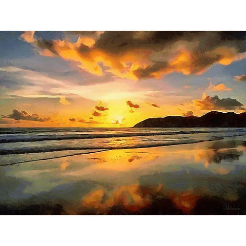 Sunset in Tropics I Black Modern Wood Framed Art Print by Medeiros, Celito