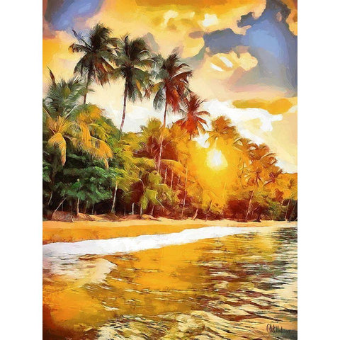 Sunset in Tropics III White Modern Wood Framed Art Print by Medeiros, Celito