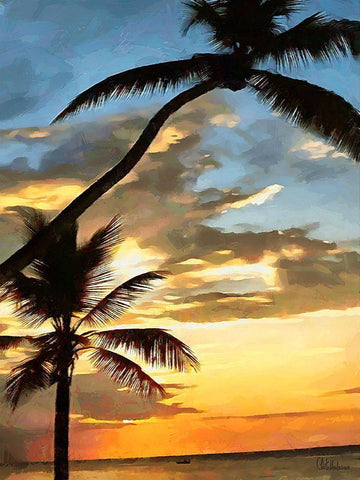 Everyone Loves Palm Trees I Black Ornate Wood Framed Art Print with Double Matting by Medeiros, Celito