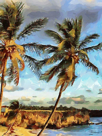 Everyone Loves Palm Trees III White Modern Wood Framed Art Print with Double Matting by Medeiros, Celito