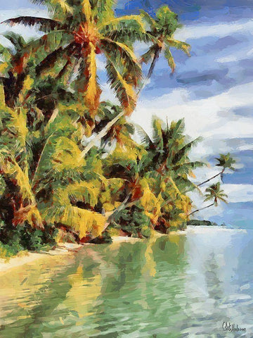 Everyone Loves Palm Trees VI Black Ornate Wood Framed Art Print with Double Matting by Medeiros, Celito