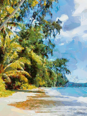 Everyone Loves Palm Trees VII White Modern Wood Framed Art Print with Double Matting by Medeiros, Celito