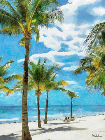 Everyone Loves Palm Trees XII White Modern Wood Framed Art Print with Double Matting by Medeiros, Celito