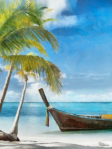 Everyone Loves Palm Trees XIV White Modern Wood Framed Art Print with Double Matting by Medeiros, Celito