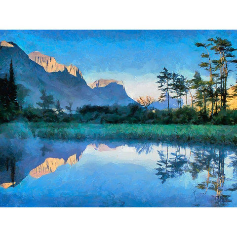 Mountains are Reflected in the Lake Black Modern Wood Framed Art Print by Medeiros, Celito