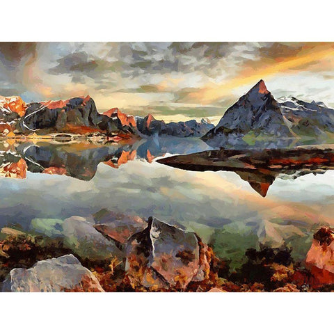 Faroe Islands Black Modern Wood Framed Art Print with Double Matting by Medeiros, Celito