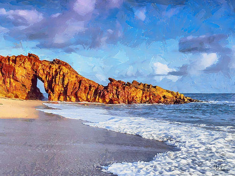 Beautiful Rock far a way White Modern Wood Framed Art Print with Double Matting by Medeiros, Celito