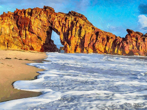 Beautiful Rock near Black Ornate Wood Framed Art Print with Double Matting by Medeiros, Celito