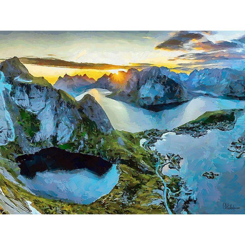 Beautiful Norway Black Modern Wood Framed Art Print by Medeiros, Celito
