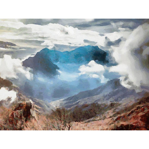 Peaks in the Clouds Gold Ornate Wood Framed Art Print with Double Matting by Medeiros, Celito