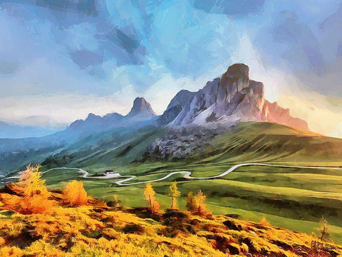 Dolomity Mountains Black Ornate Wood Framed Art Print with Double Matting by Medeiros, Celito