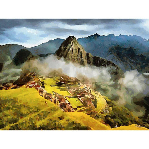 Machu Picchu Black Modern Wood Framed Art Print by Medeiros, Celito