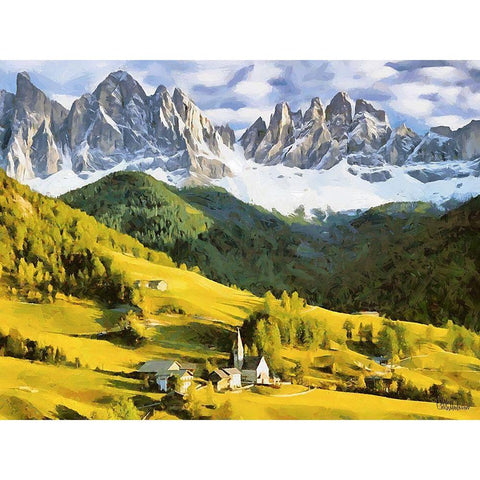 Austrian Mountains I Gold Ornate Wood Framed Art Print with Double Matting by Medeiros, Celito