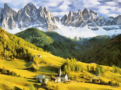 Austrian Mountains I Black Ornate Wood Framed Art Print with Double Matting by Medeiros, Celito