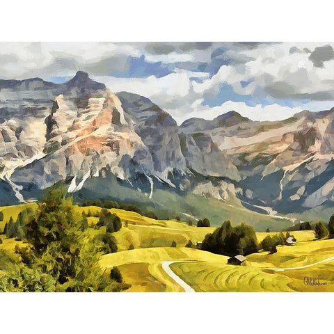 Austrian Mountains II Gold Ornate Wood Framed Art Print with Double Matting by Medeiros, Celito