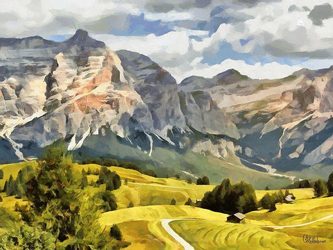 Austrian Mountains II Black Ornate Wood Framed Art Print with Double Matting by Medeiros, Celito