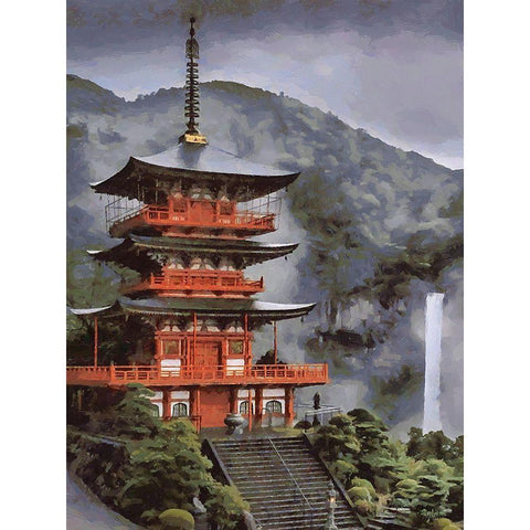 Somewhere in Asia Gold Ornate Wood Framed Art Print with Double Matting by Medeiros, Celito